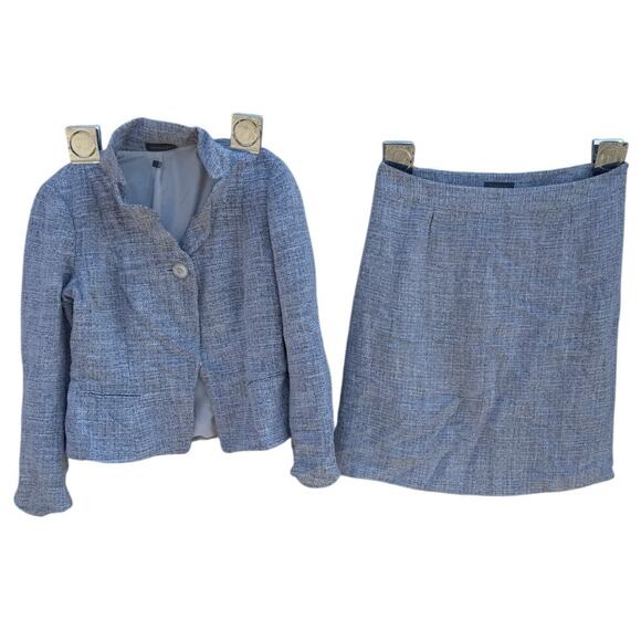 Atelier Jackets & Blazers - Atelier WOMENS SZ 10/14 Skirt Suit Set Gray Professional Work Black White Knit